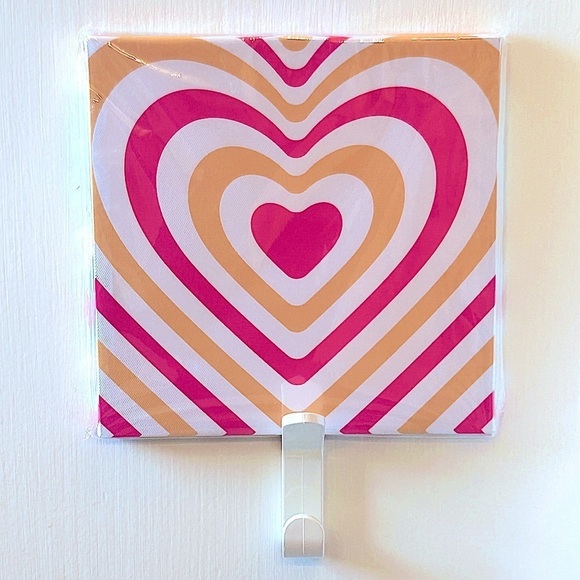 Bold HEARTs 8 x 8 Canvas Wall Art BOLD Pink + Yellow “LOVE HEARTS” - Picture 1 of 5